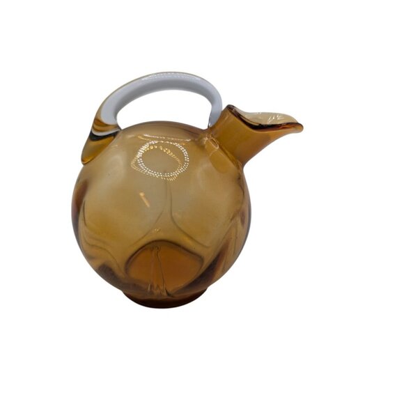 Vintage Cambridge Amber Tilt Ball Cordial 5” Pitcher w Clear Handle - Picture 2 of 8